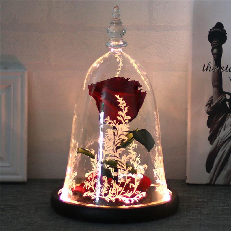 Eternal Rose In Glass Dome with LED Lights