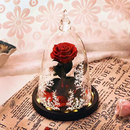 Eternal Rose In Glass Dome with LED Lights