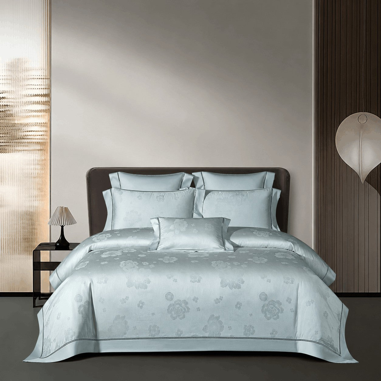 Fiorenza Floral Luxury Jacquard Tencel Bedding Set allsheets Bedding Bedding set botanical California King size bedding Color_Blue Cotton Cover Double Duvet King size bedding Material_Tencel Queen size bedding Set Silky Size_California King Size_Double Size_King Size_Queen Size_Super King Size_USA King Size_USA Queen style superking Thread Count_800TC us USA King size bedding USAQUEEN