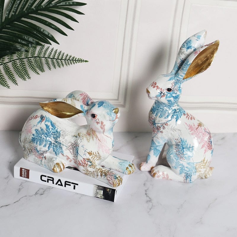 Floral Easter Rabbit Figurine