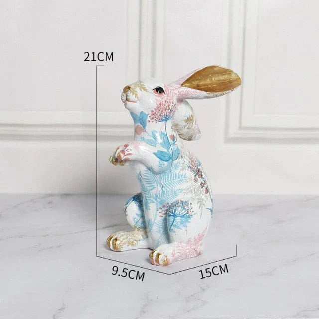 Floral Easter Rabbit Figurine