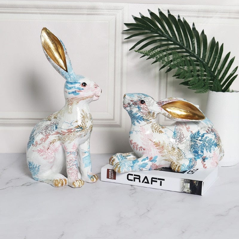 Floral Easter Rabbit Figurine