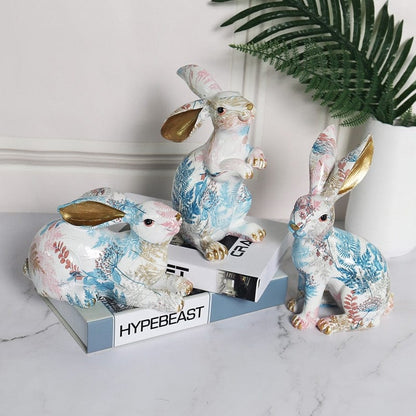 Floral Easter Rabbit Figurine