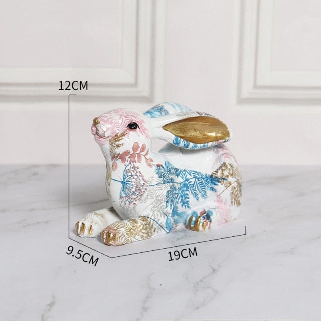 Floral Easter Rabbit Figurine