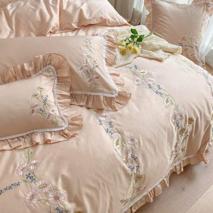 Floral Embroidery Egyptian Cotton Bedding Set Duvet Covers & Sets