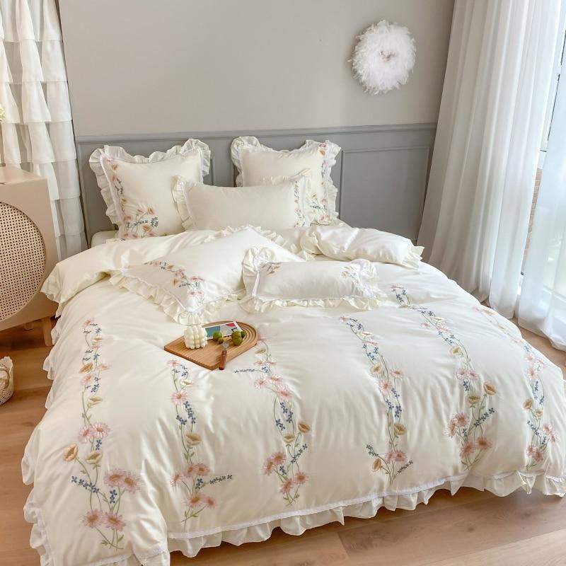 Floral Embroidery Egyptian Cotton Bedding Set Duvet Covers & Sets