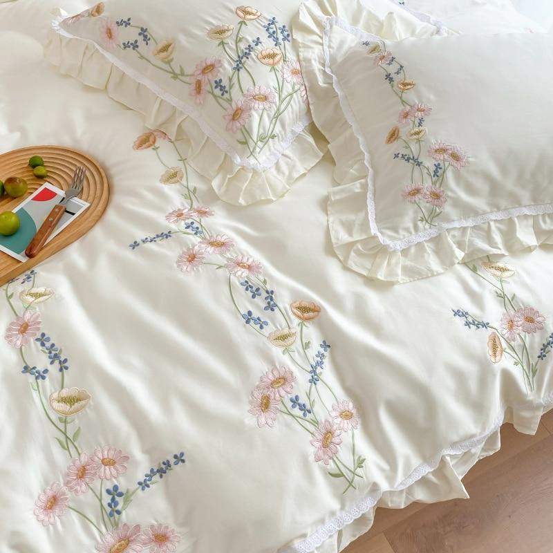 Floral Embroidery Egyptian Cotton Bedding Set Duvet Covers & Sets