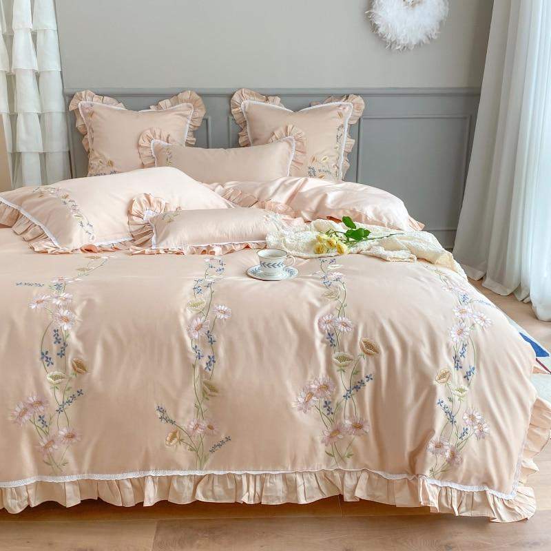 Floral Embroidery Egyptian Cotton Bedding Set Duvet Covers & Sets