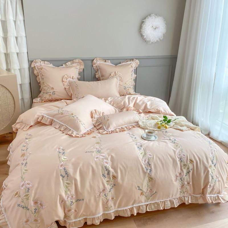 Floral Embroidery Egyptian Cotton Bedding Set Duvet Covers & Sets