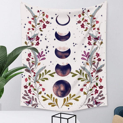 Floral Phase Of Moon Tapestry