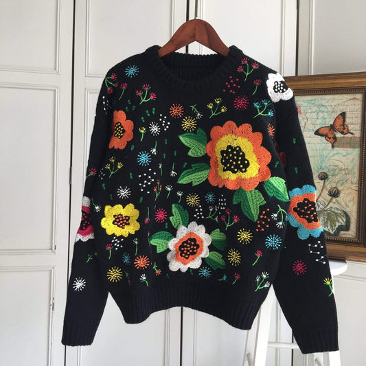 Embroidered Floral Sweater