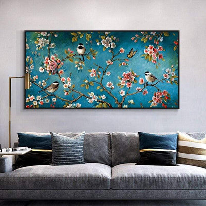 Floral and Birds Garden Canvas Wall Art