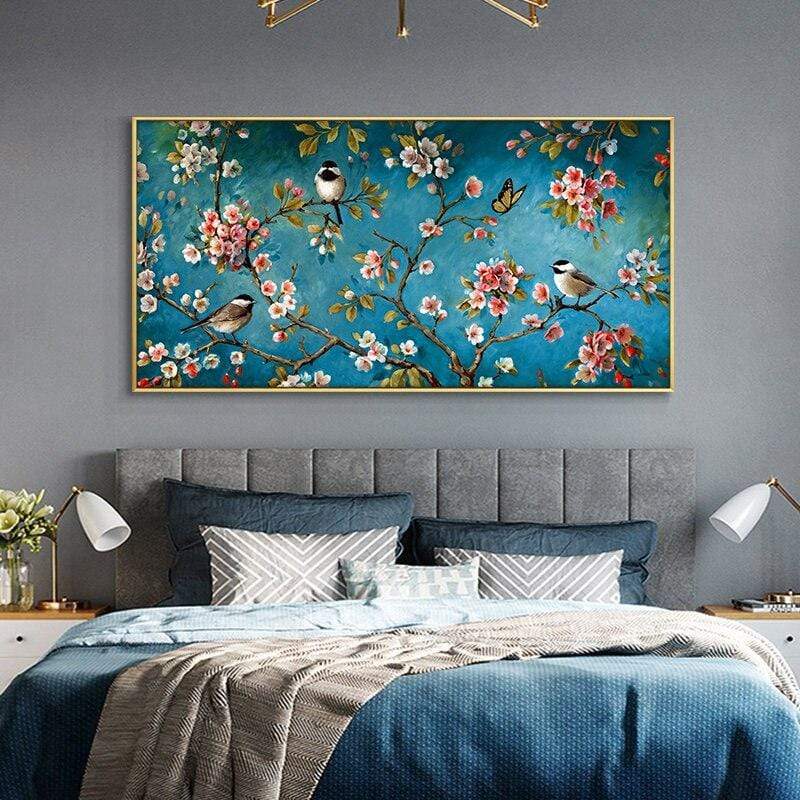 Floral and Birds Garden Canvas Wall Art