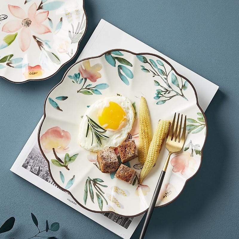 Flower-shaped Ceramic Plate Plates