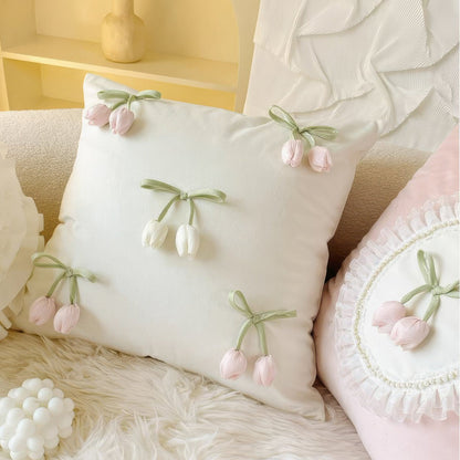 French Vintage Tulip & Ruffle Pillow Covers