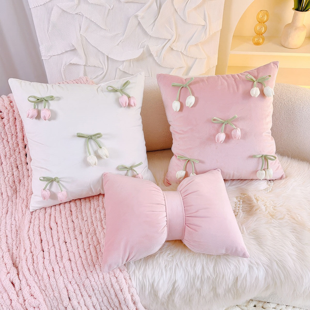 French Vintage Tulip & Ruffle Pillow Covers