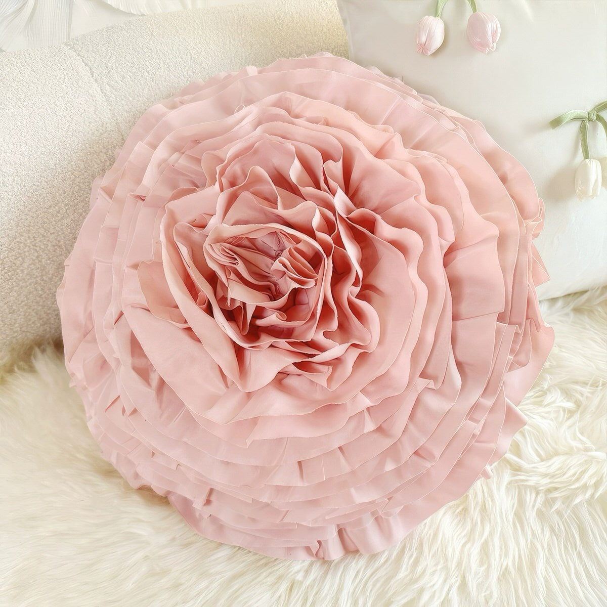 French Vintage Tulip & Ruffle Pillow Covers