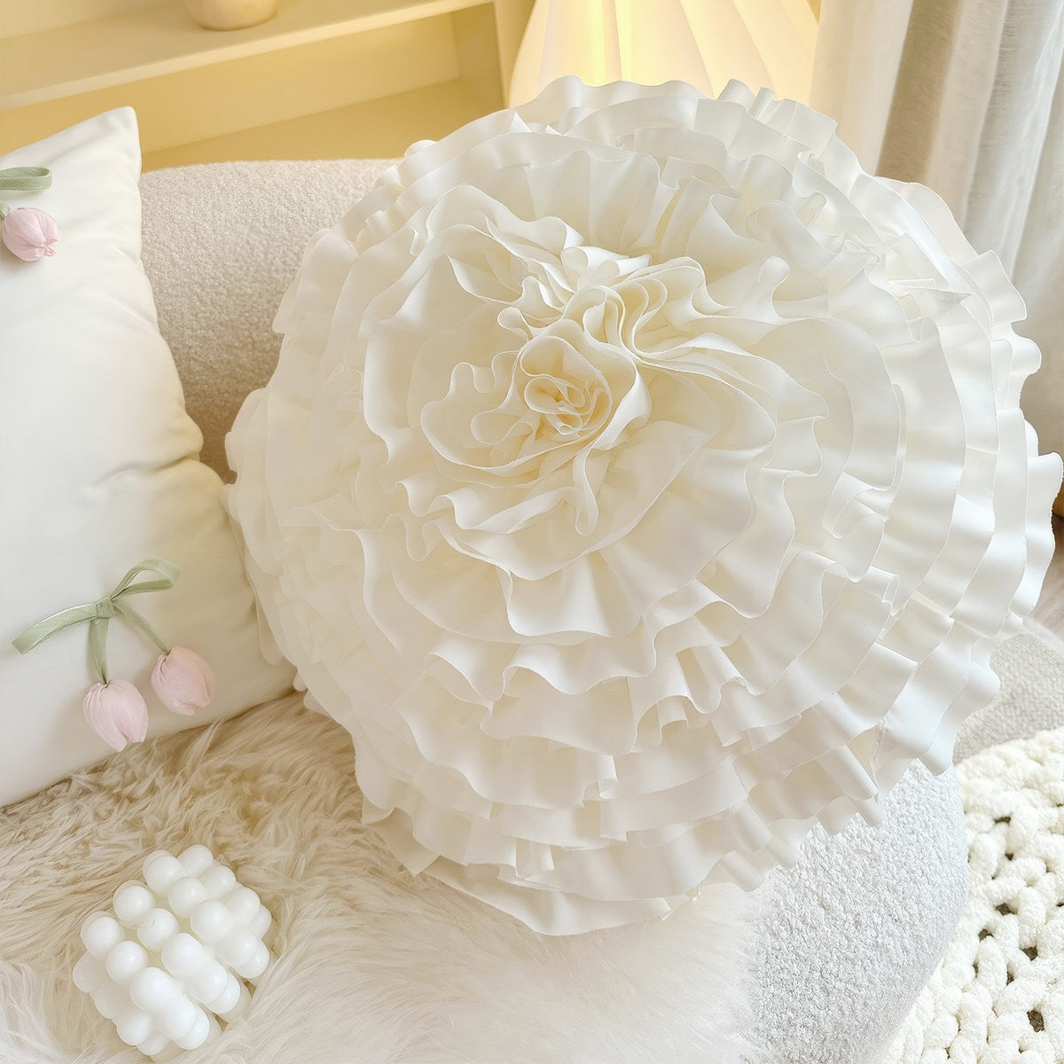 French Vintage Tulip & Ruffle Pillow Covers