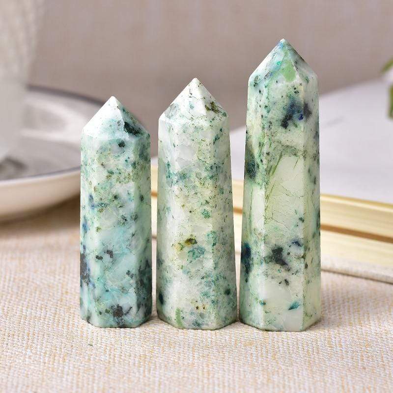 Fynchenite Chrysocolla Quartz Wand