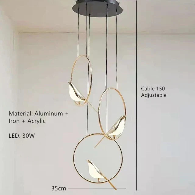 Gold Bird Ceiling Pendant Lamp