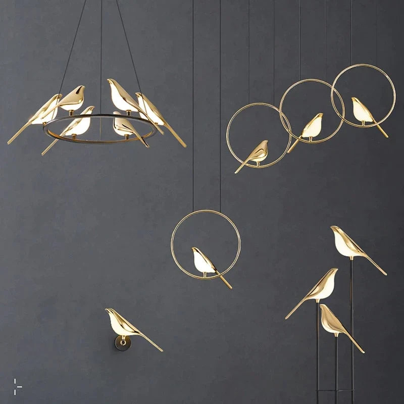 Gold Bird Ceiling Pendant Lamp