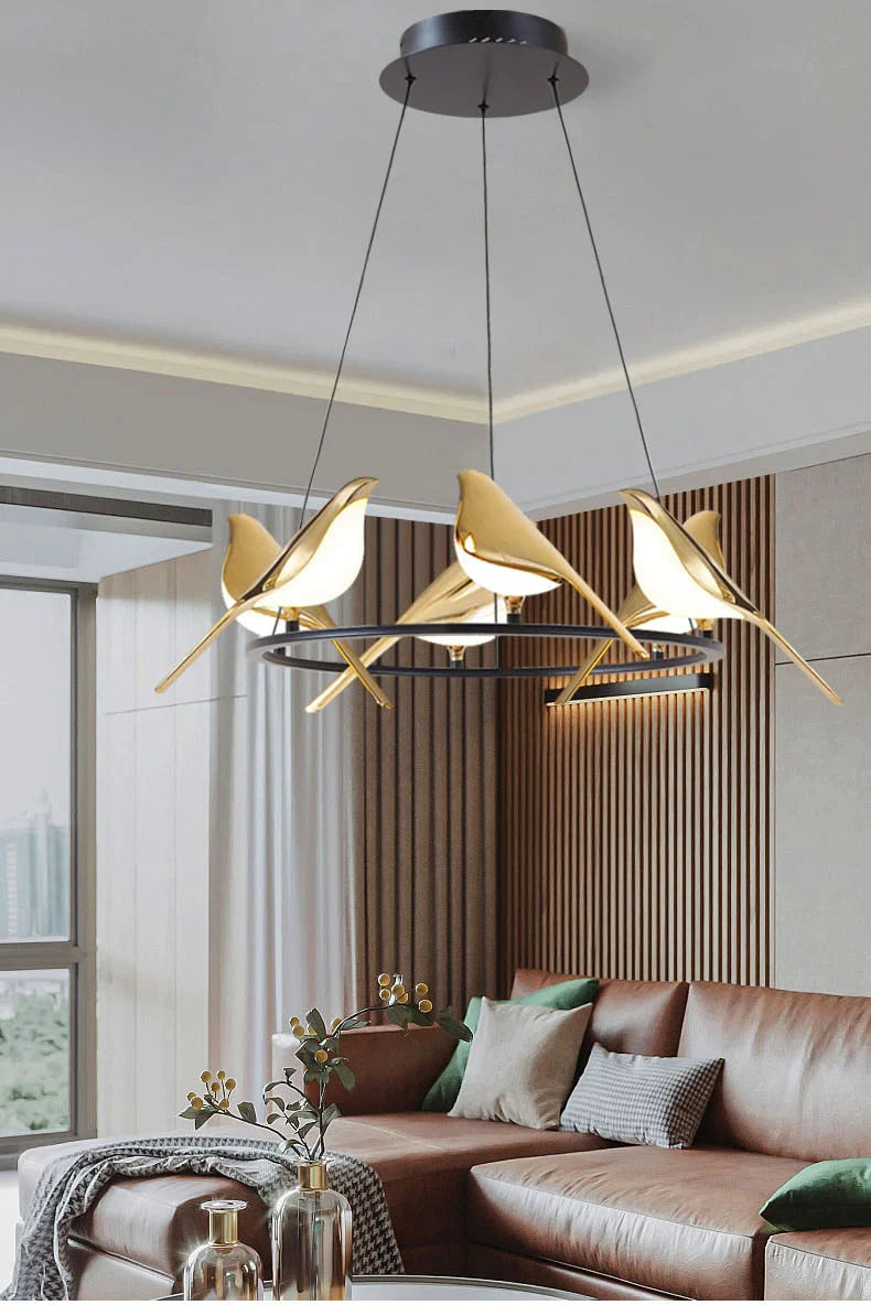 Gold Bird Ceiling Pendant Lamp