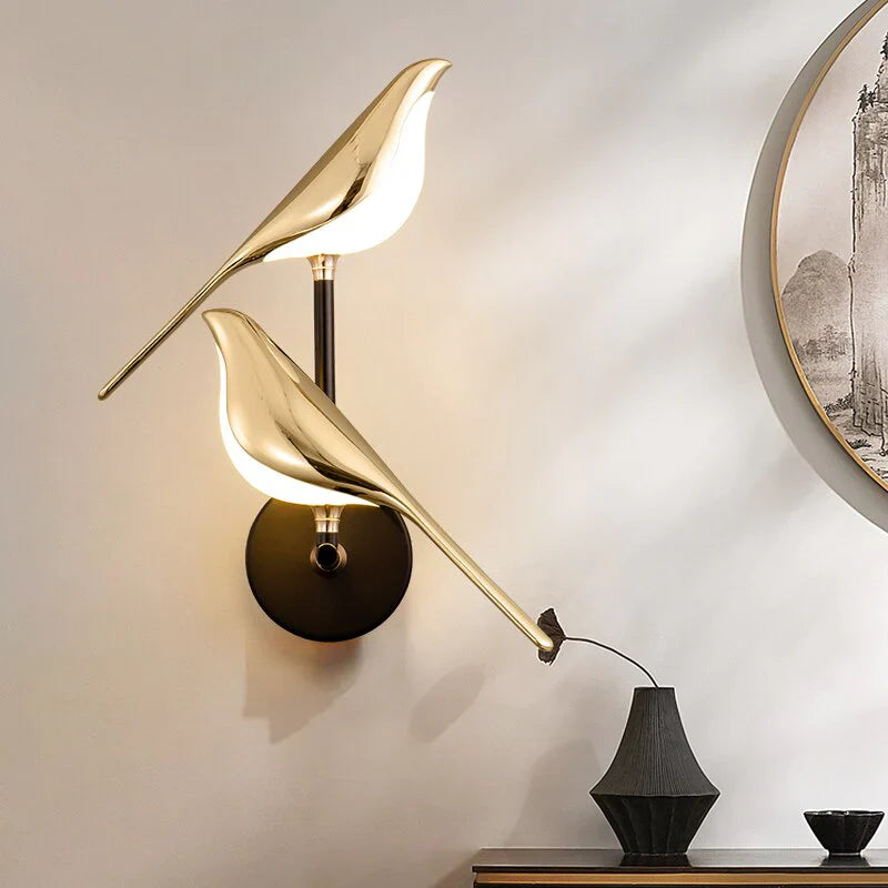 Gold Birds Wall Sconce Light