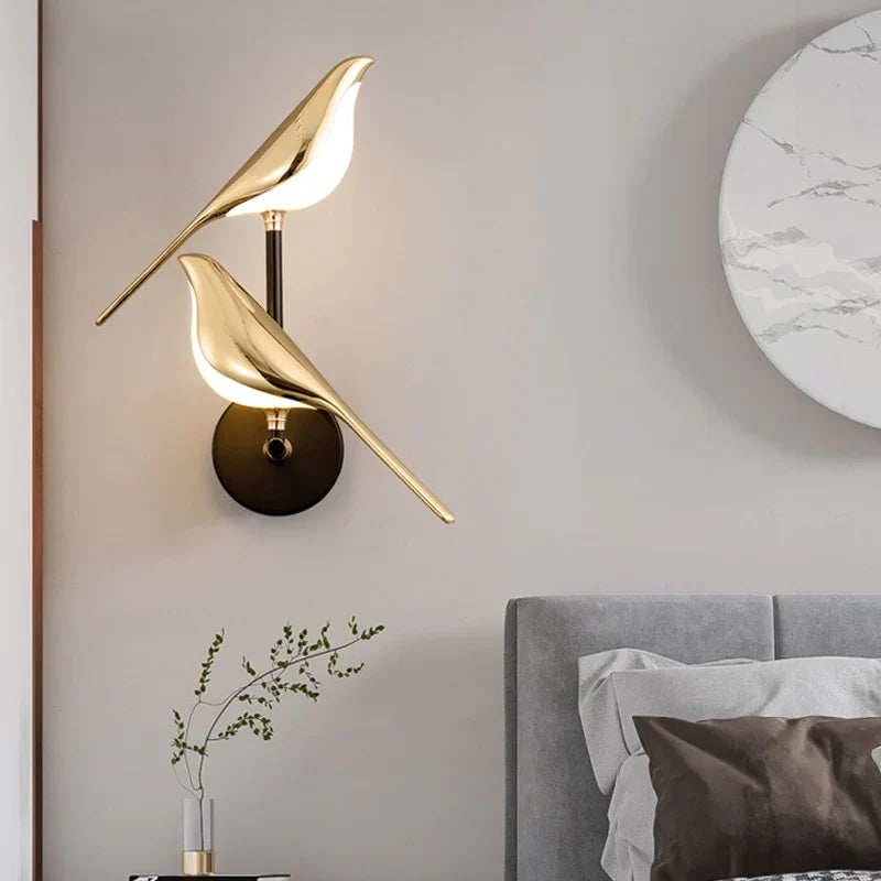 Gold Birds Wall Sconce Light