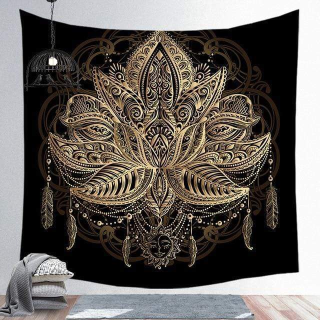 Gold Lotus Mandala Tapestry