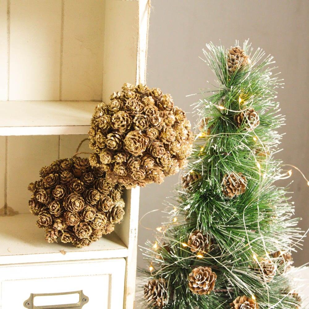 Gold Pine Cones Ball Christmas Tree Decor