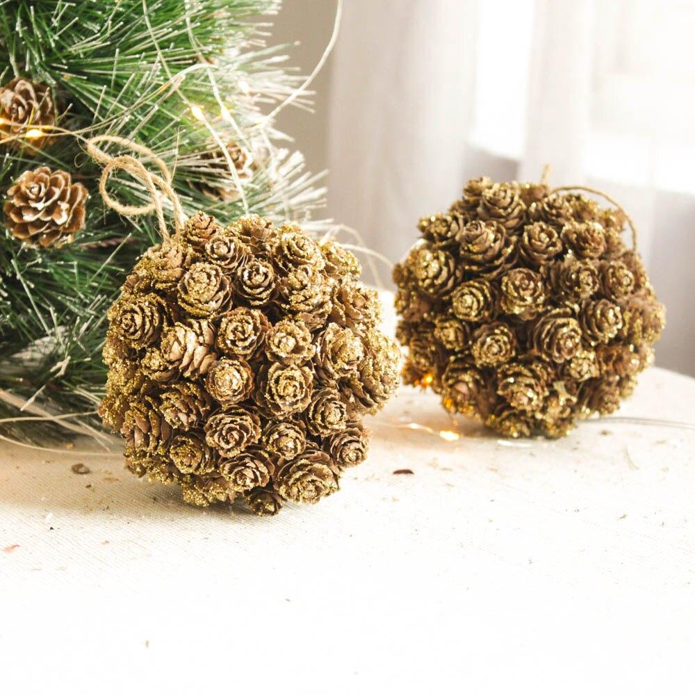 Gold Pine Cones Ball Christmas Tree Decor