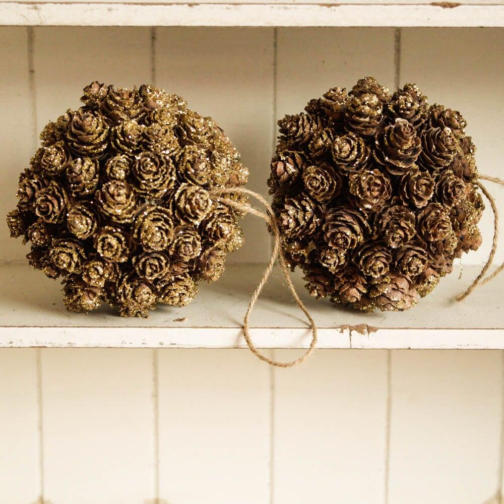 Gold Pine Cones Ball Christmas Tree Decor