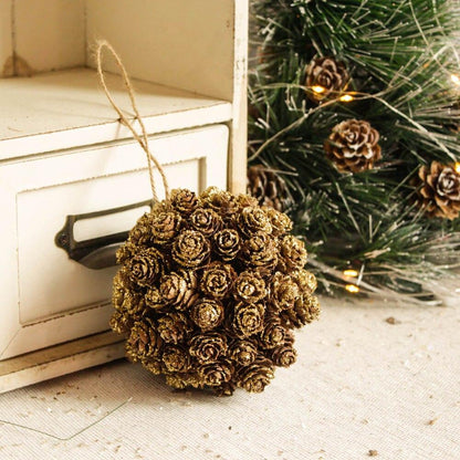 Gold Pine Cones Ball Christmas Tree Decor