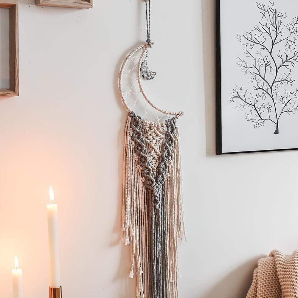 Gray Moon Macrame Dream Catcher