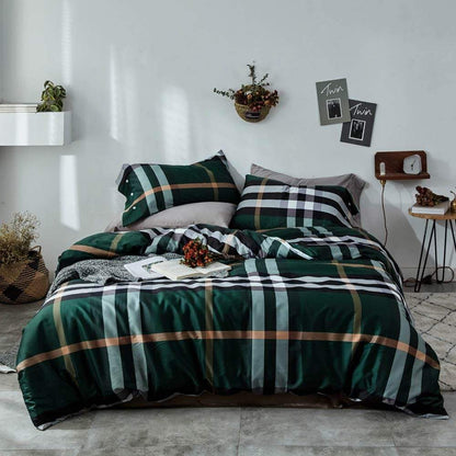 Green Forest Plaid Bedding Set Duvet Covers & Sets