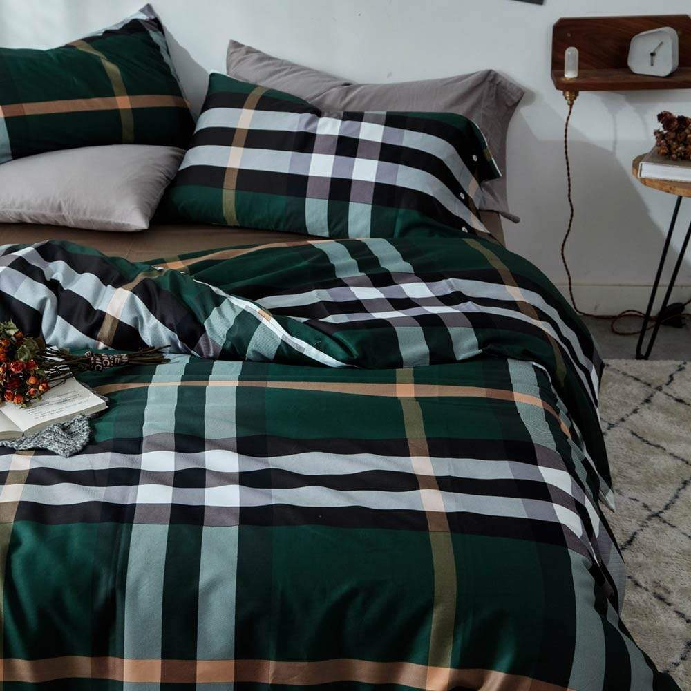 Green Forest Plaid Bedding Set Duvet Covers & Sets