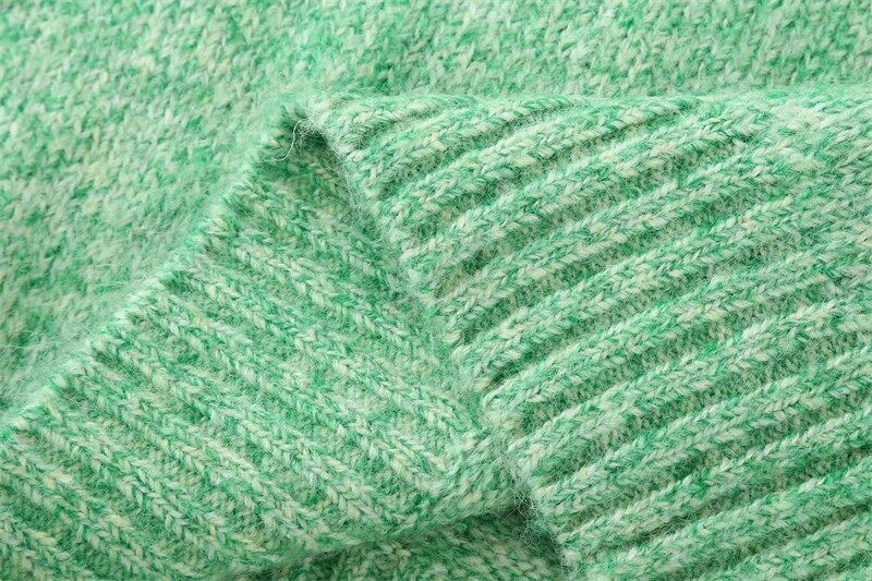 Green Turtleneck Knit Sweater