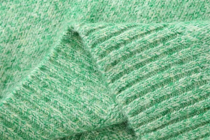 Green Turtleneck Knit Sweater