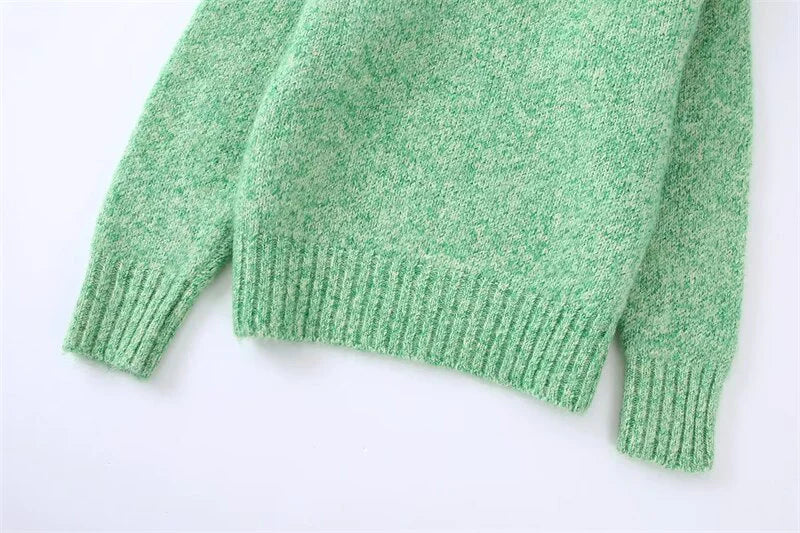 Green Turtleneck Knit Sweater