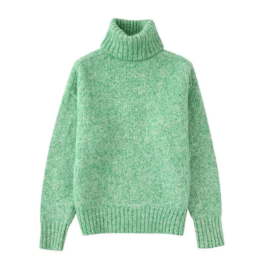 Green Turtleneck Knit Sweater