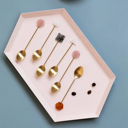 Gold-Plated Geometric Spoon and Fork Set