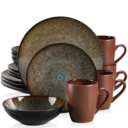 BUBBLE Brown Stoneware Tableware Set