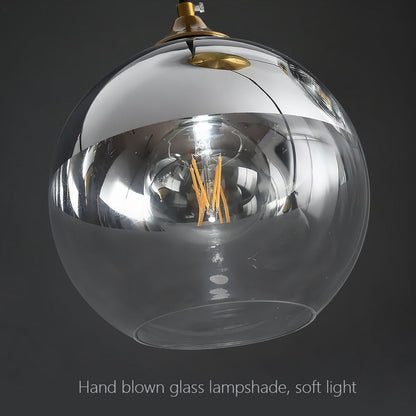 Lampe à suspension boule en verre ambré