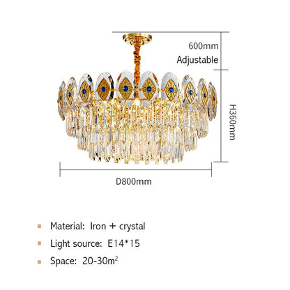 Eliana Oval Inlay Three-Tiered Crystal Chandelier