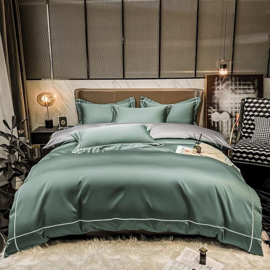 Kaelyn Sage Green Hotel Trim Luxury Egyptian Cotton Bedding Set Bedding Bedding set Color_Green Cotton Cover Duvet Egyptian Hotel Kaelyn King size bedding Material_Egyptian Cotton Queen size bedding Set Size_King Size_Queen Thread Count_500TC Trim