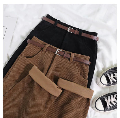 High Waist Corduroy Loose Pants