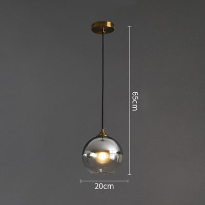 Lampe à suspension boule en verre ambré