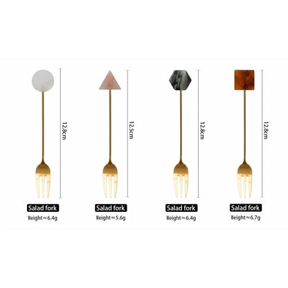 Gold-Plated Geometric Spoon and Fork Set