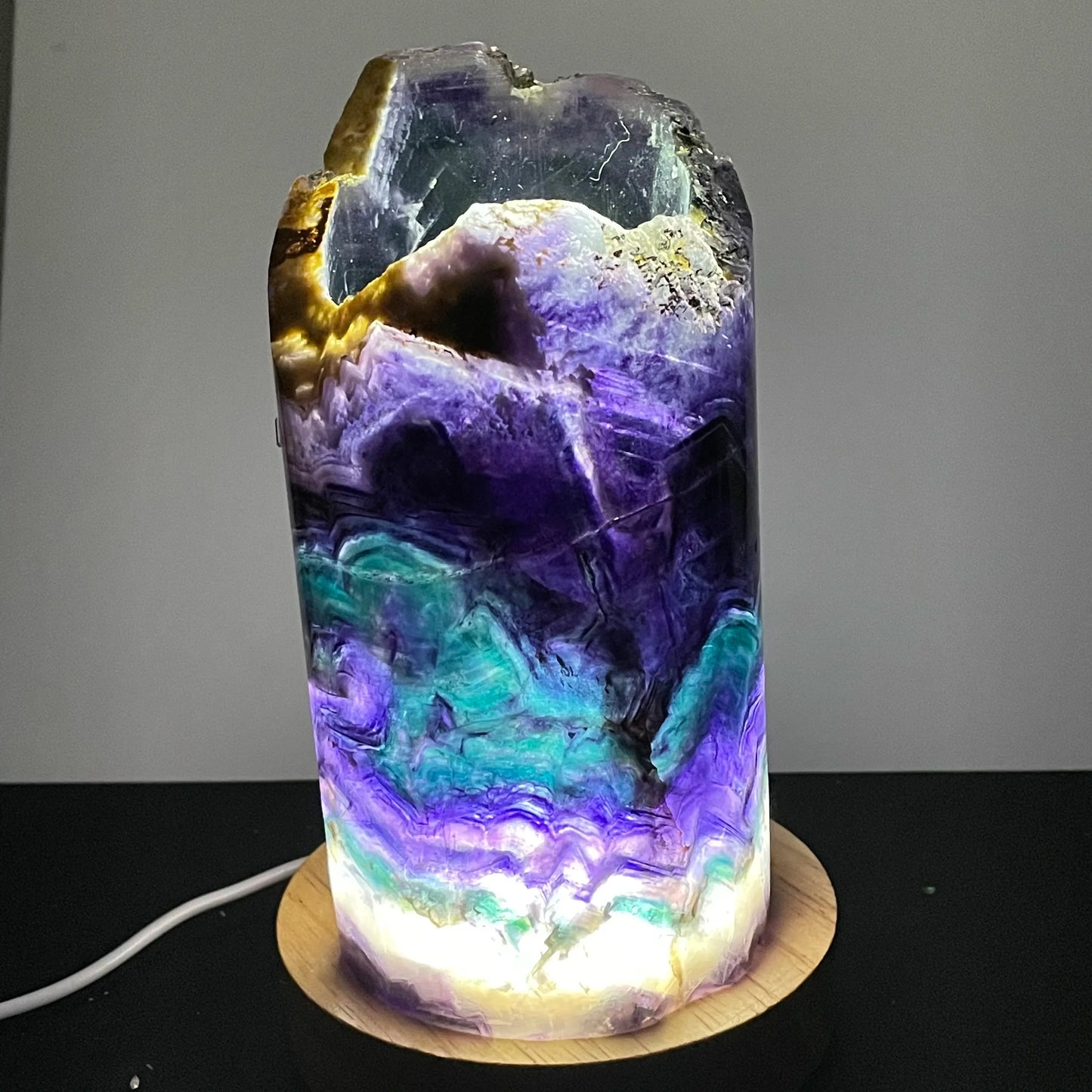 Natural Rainbow Fluorite Crystal Lamp