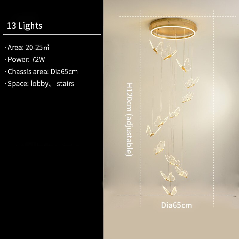 Jenna 3D-Butterfly Spiral Iron And Acrylic Chandelier
